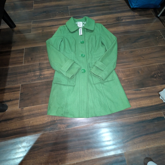 Tulle Emerald Button-Up Pea Coat - Picture 6 of 12